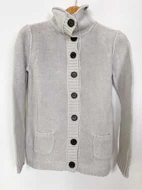 J. Crew Women’s Light Grey Linen and Cotton Blend Button Cardigan Size Large